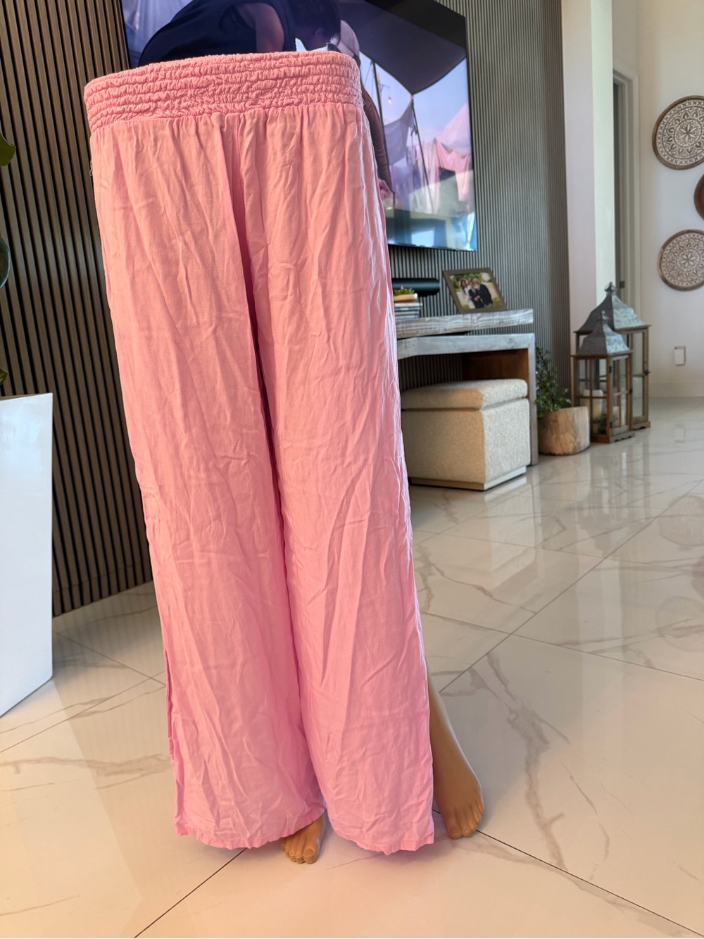 Pink Wide-Leg Lounge Pants